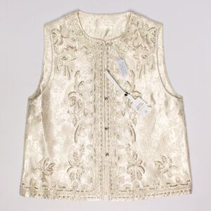 NWT Miss Lu Ivory White Embroidered Sequin Sparkle Vest Women Size M